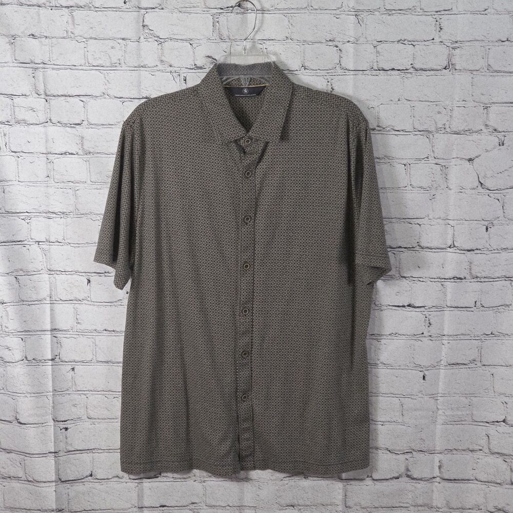 Hart Schaffner Marx Men's Large Geometric Short Sleeve Button Up Shirt